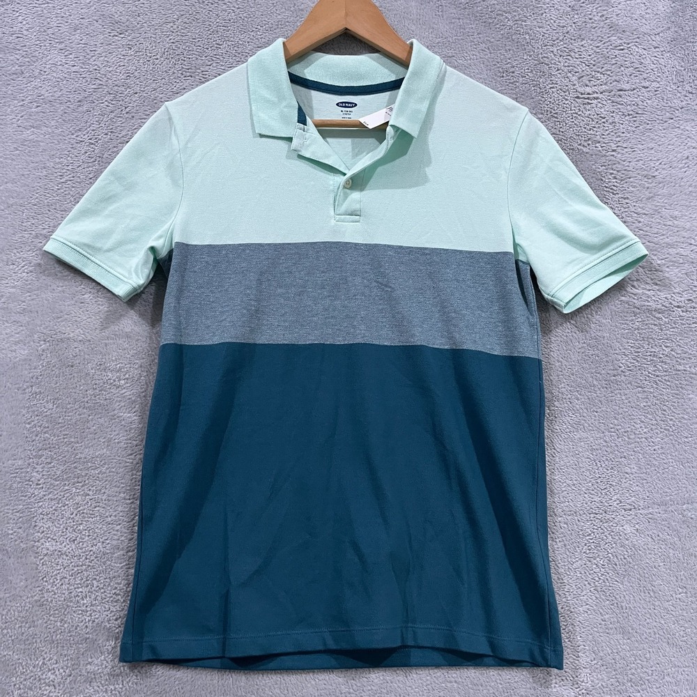 Old Navy Polo Shirt Youth XL Multicolor Colorblock Cotton Stretch‎ Resort Wear